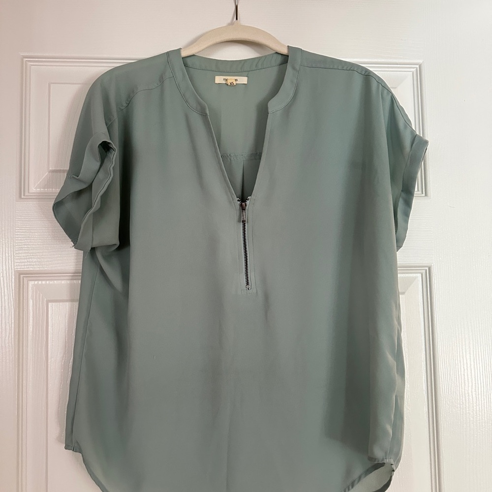 Maurices Teal Short Sleeve Relaxed Blouse